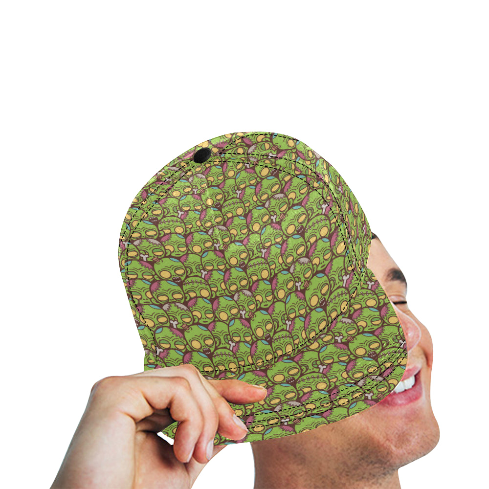 Zombie Head Design Pattern Print Snapback Cap