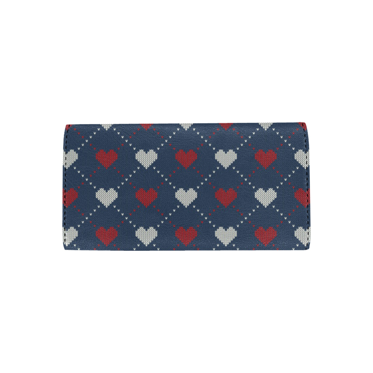 Heart Knit Pattern Print Design HE05 Women's Trifold Wallet