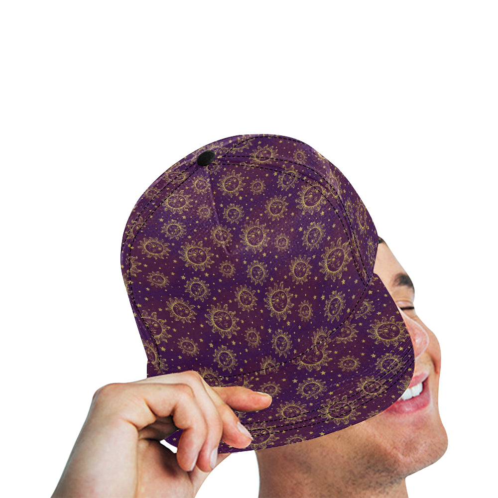 Sun Moon Star Design Themed Print Snapback Cap