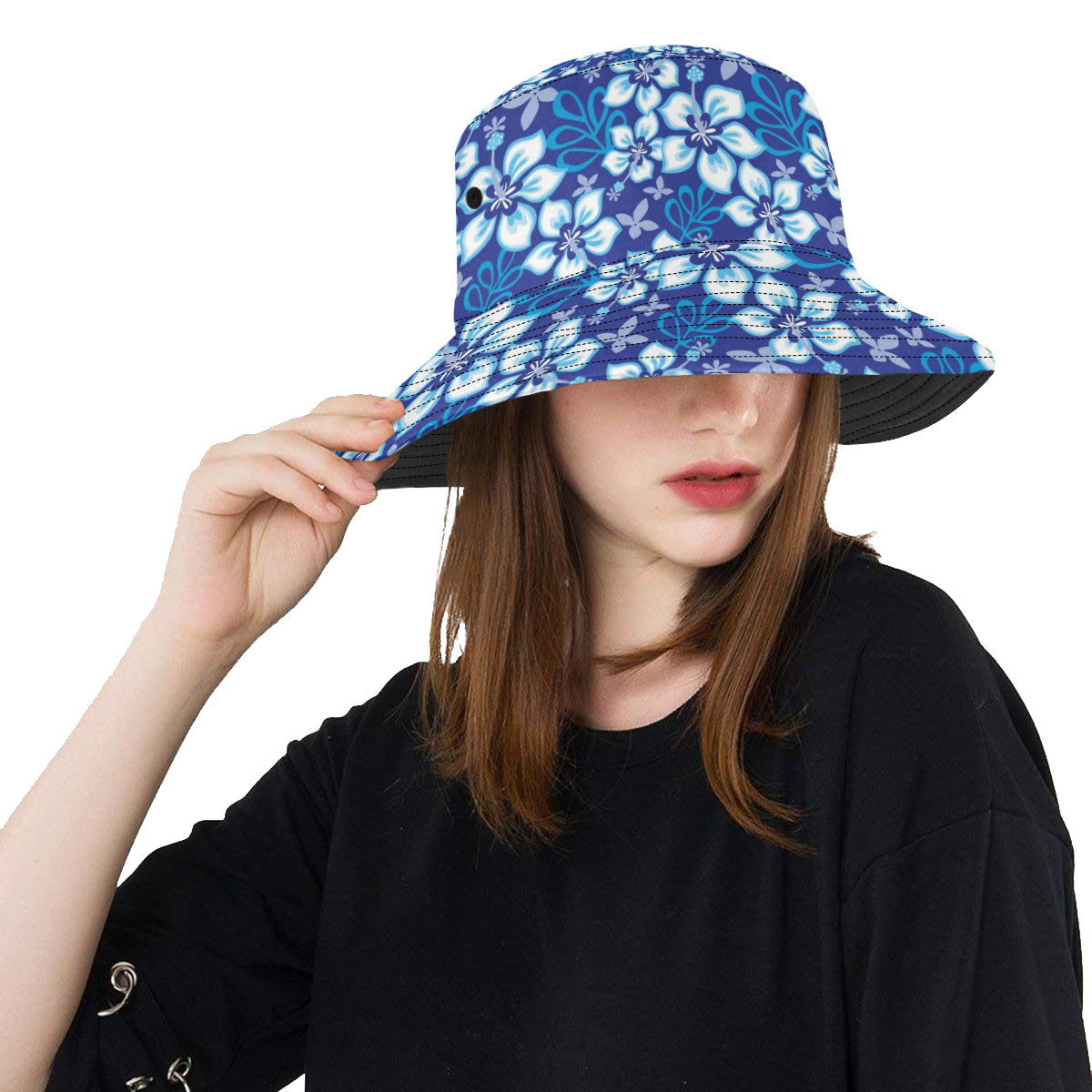 Hibiscus Pattern Print Design HB04 Unisex Bucket Hat