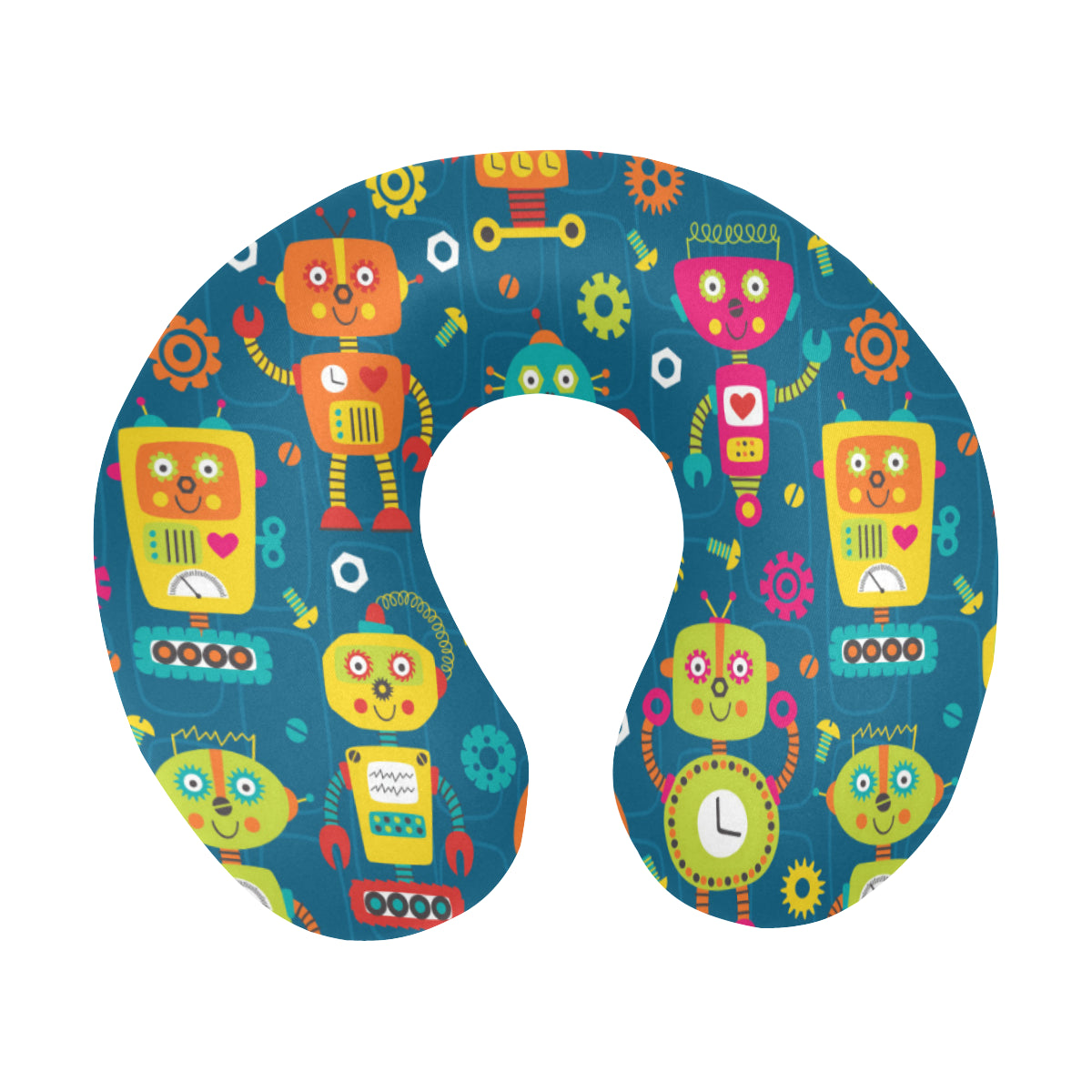 Robot Pattern Print Design A04 U-Shaped Travel Neck Pillow