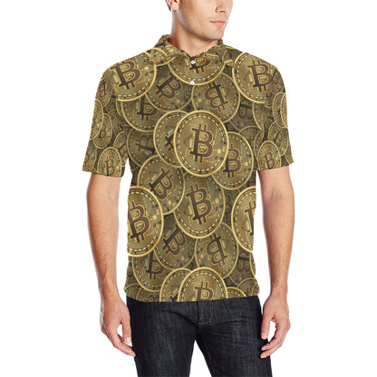 Bitcoin Pattern Print Design DO01 Men Polo Shirt