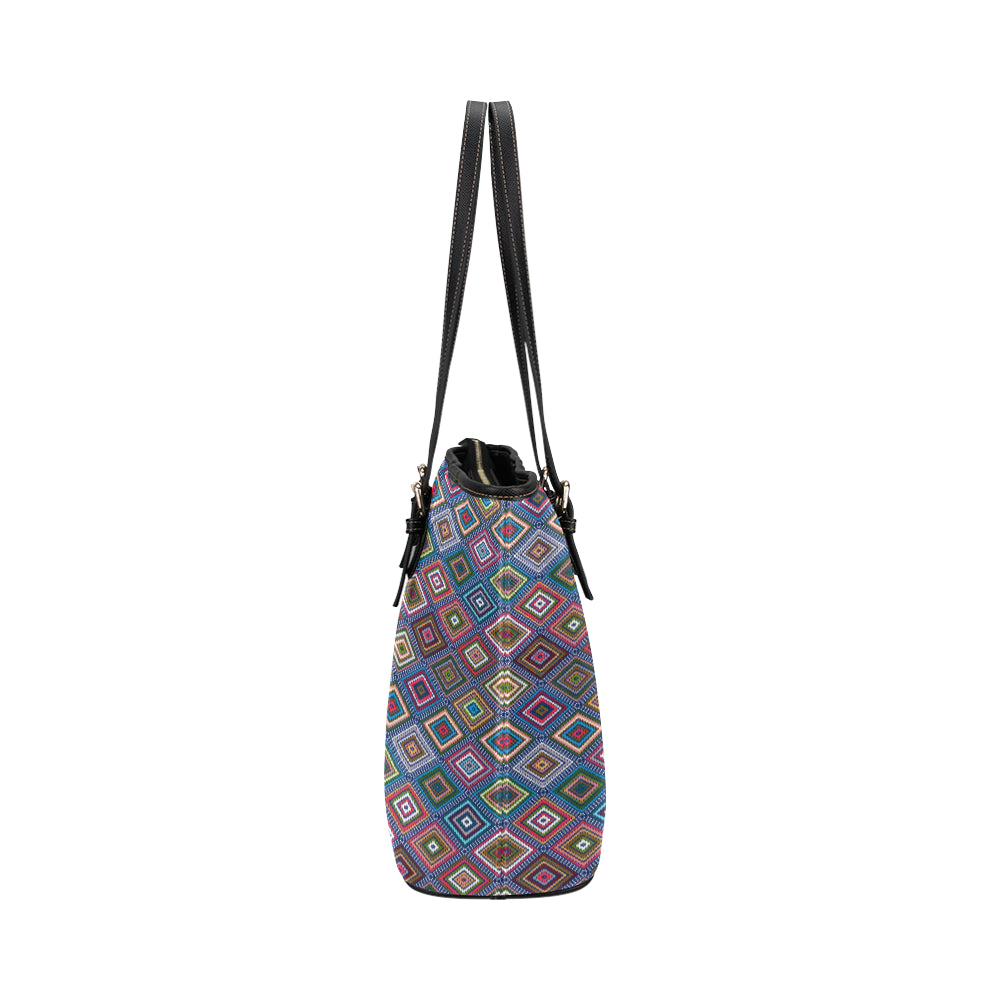 Southwestern Design Leather Tote Bag