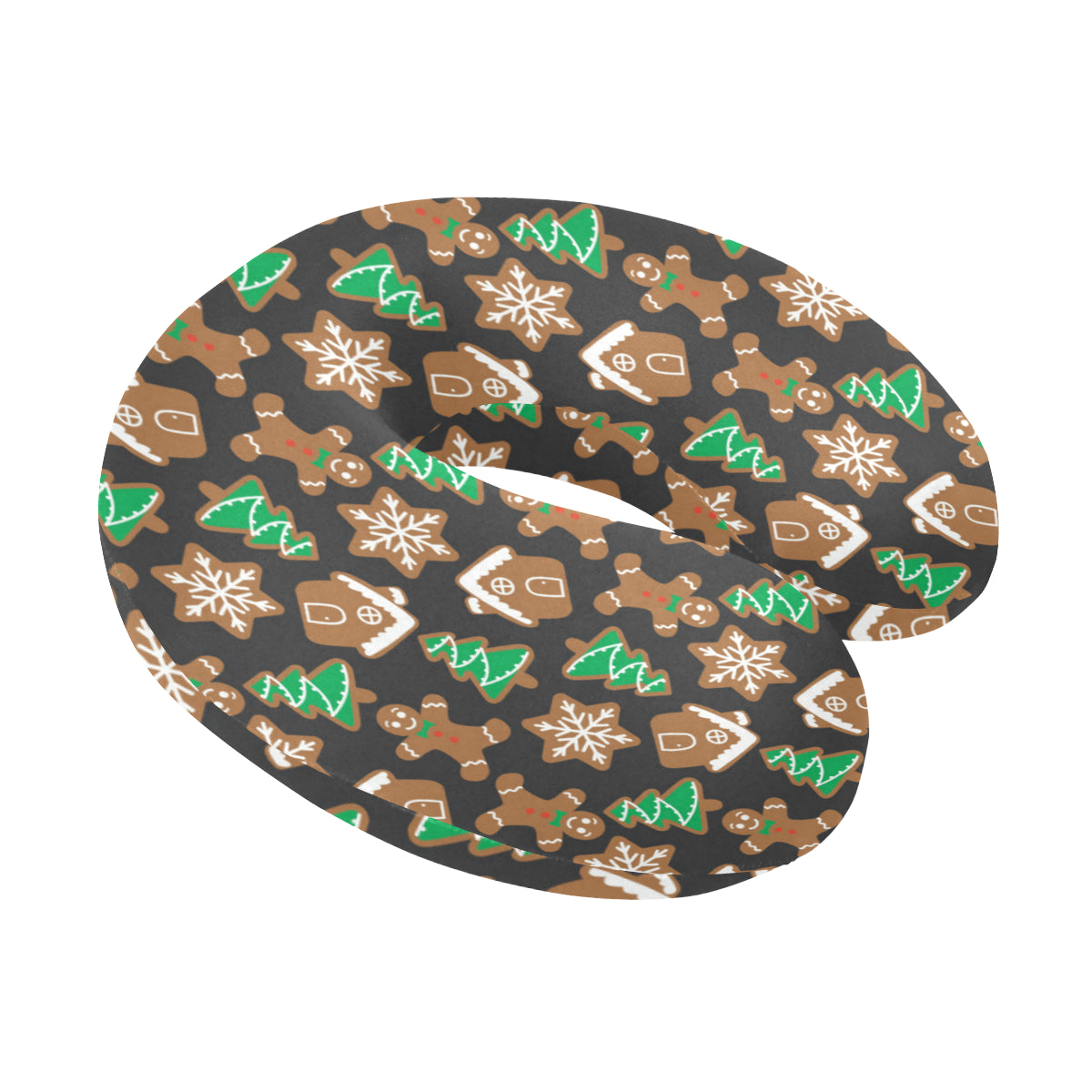 Gingerbread Pattern Print Design 02 U-Shaped Travel Neck Pillow