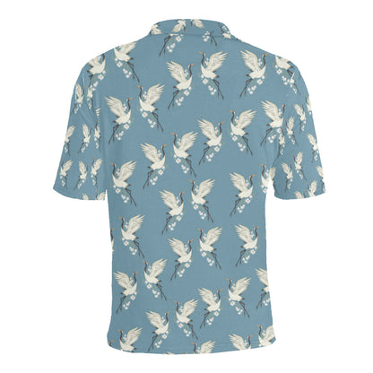 Crane Pattern Print Design 05 Men Polo Shirt
