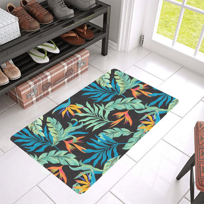 Tropical Palm Leaves Hawaiian Flower Rubber Doormat