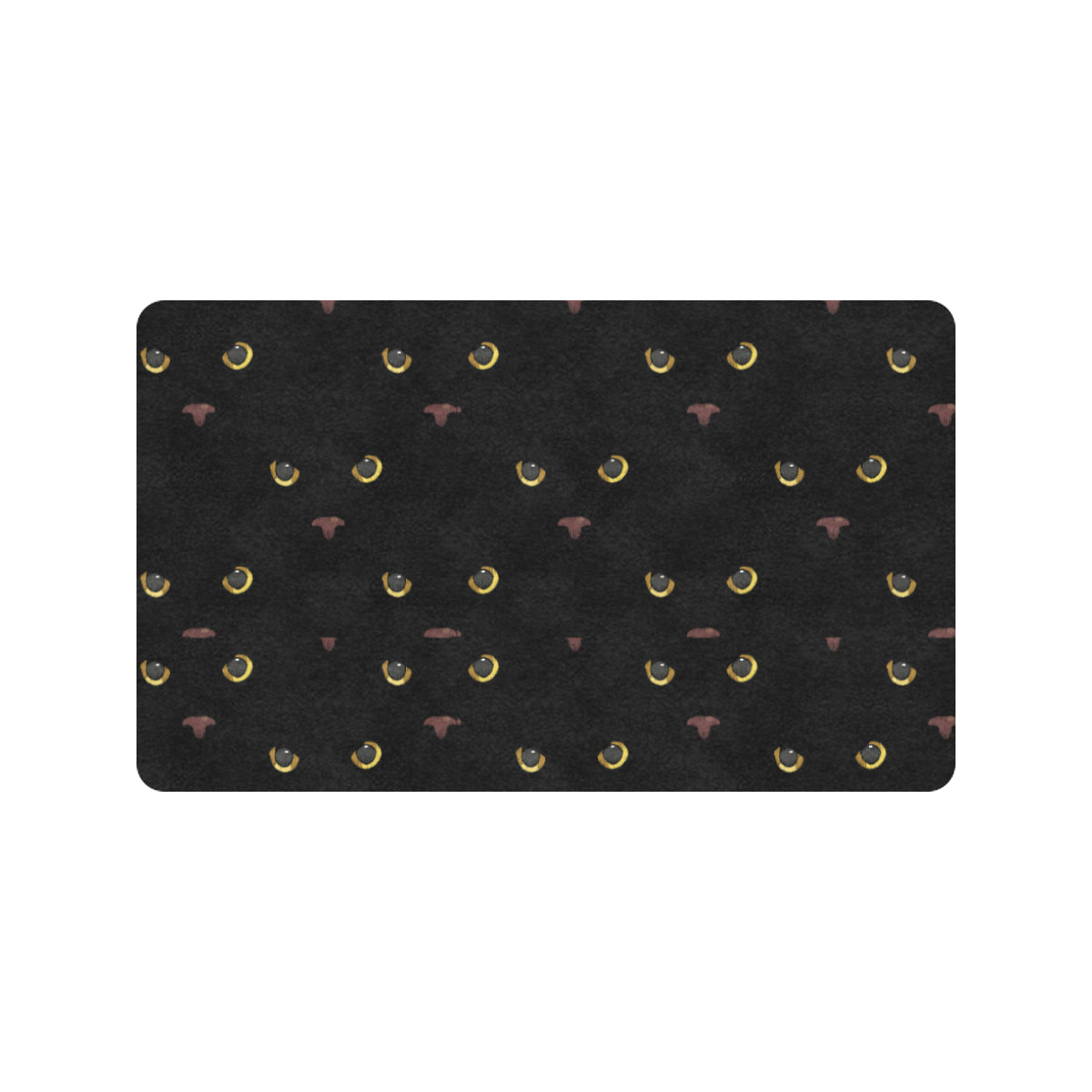 Black Cat Face Print Pattern Rubber Doormat