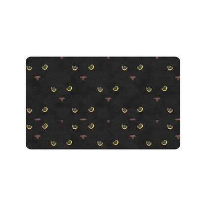 Black Cat Face Print Pattern Rubber Doormat