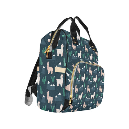 Llama Pattern Print Design 06 Diaper Bag Backpack