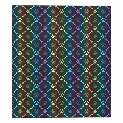 Paw Rainbow Pattern Print Design A01 Premium Quilt