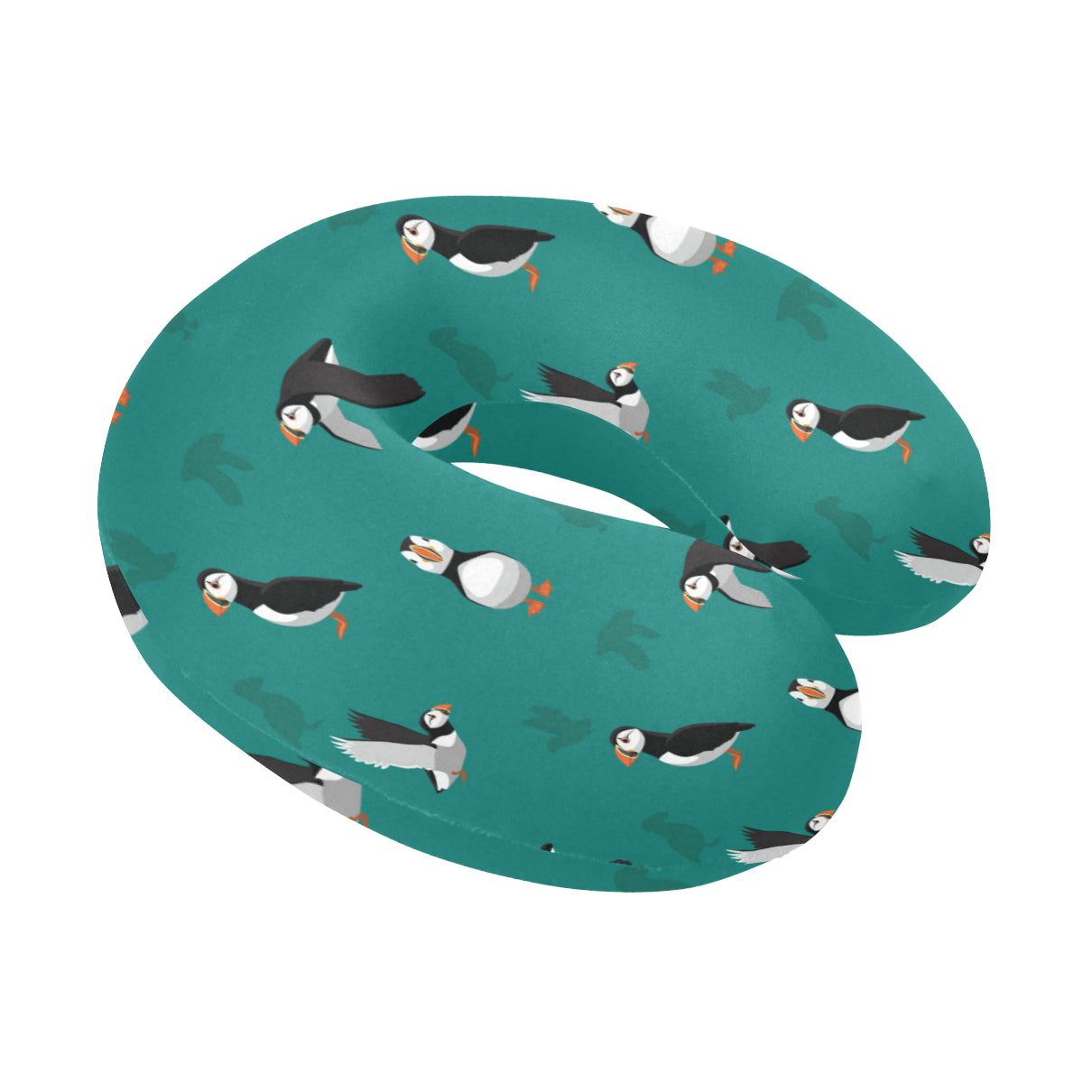 Puffin Pattern Print Design A02 U-Shaped Travel Neck Pillow