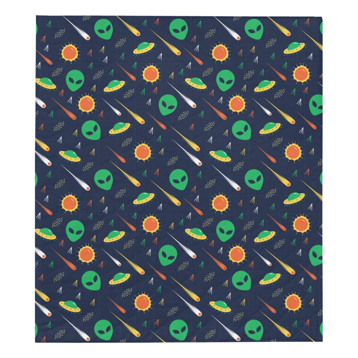 Alien UFO Pattern Print Design 05 Premium Quilt