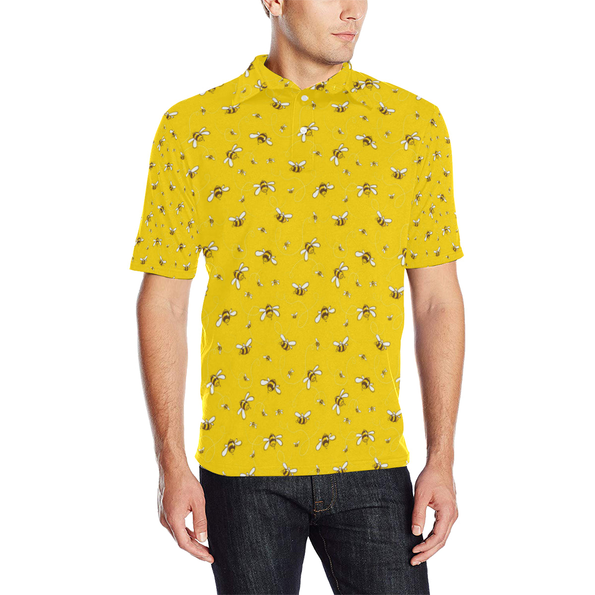 Bee Pattern Print Design 05 Men Polo Shirt