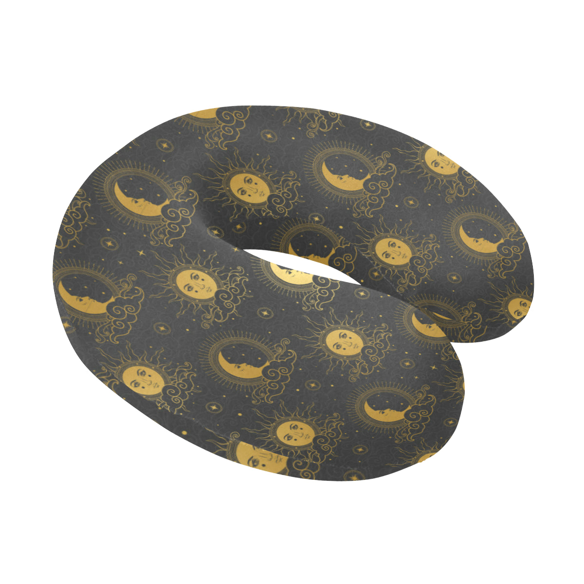 Celestial Moon Sun Pattern Print Design 05 U-Shaped Travel Neck Pillow