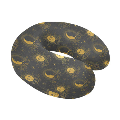 Celestial Moon Sun Pattern Print Design 05 U-Shaped Travel Neck Pillow
