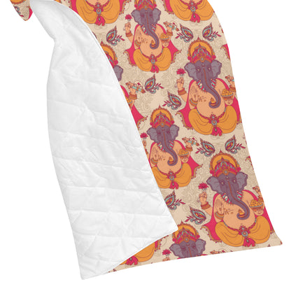Ganesha Indian Pattern Print Design 02 Premium Quilt