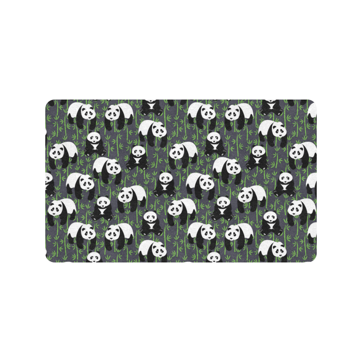 Panda Bear Bamboo Themed Print Rubber Doormat