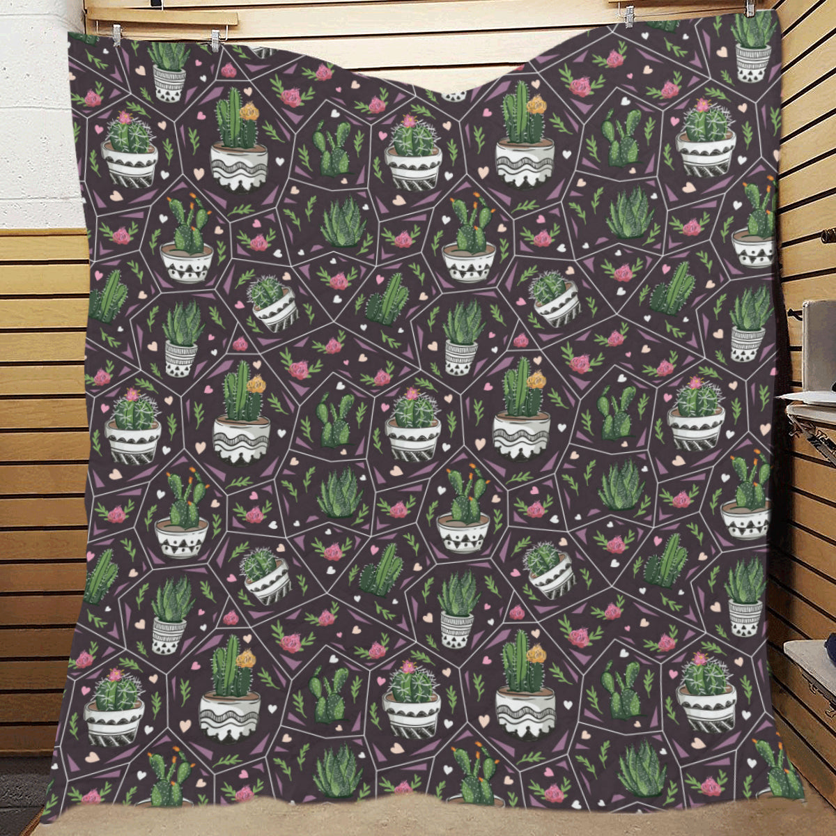 Cactus Pattern Print Design 03 Premium Quilt