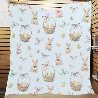 Rabbit Easter Eggs Pattern Print Design 03 Premium Quilt