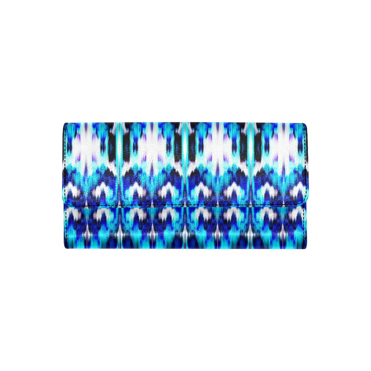 Ikat Blue Pattern Print Design 01 Women's Trifold Wallet