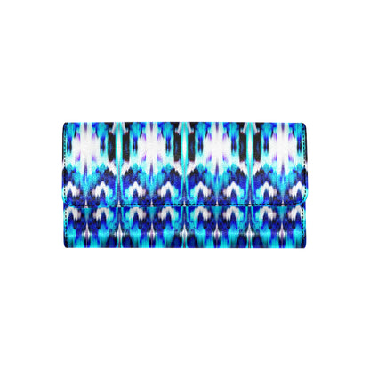 Ikat Blue Pattern Print Design 01 Women's Trifold Wallet