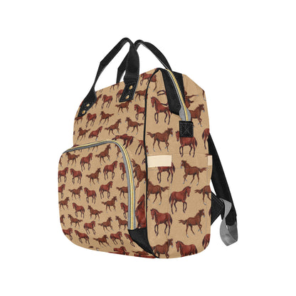 Brown Horse Print Pattern Diaper Bag Backpack
