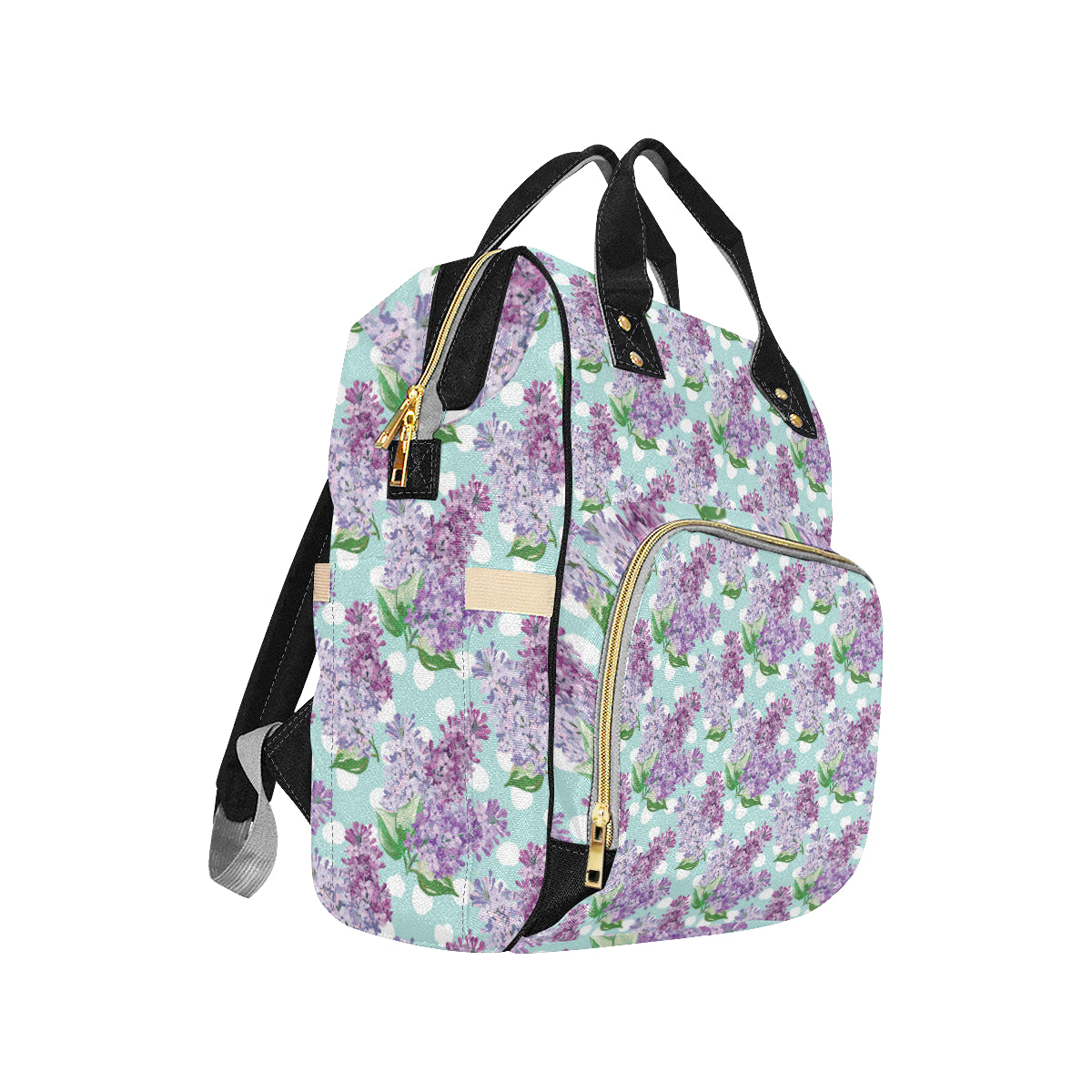 Lilac Pattern Print Design 02 Diaper Bag Backpack