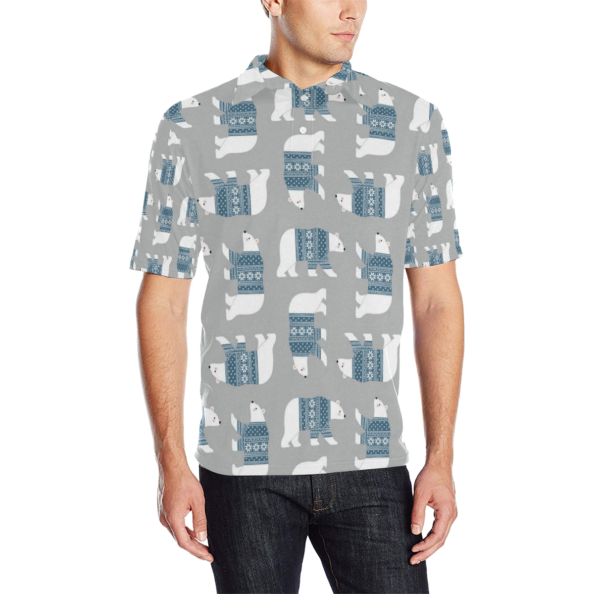 Polar Bear Pattern Print Design A03 Men Polo Shirt