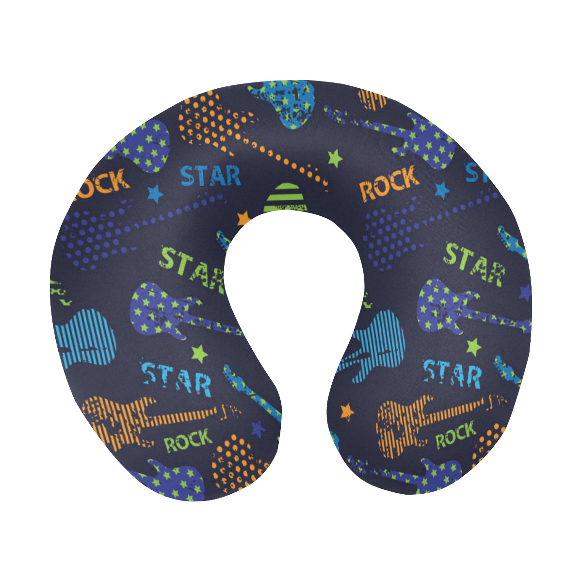 Rock and Roll Pattern Print Design A04 U-Shaped Travel Neck Pillow