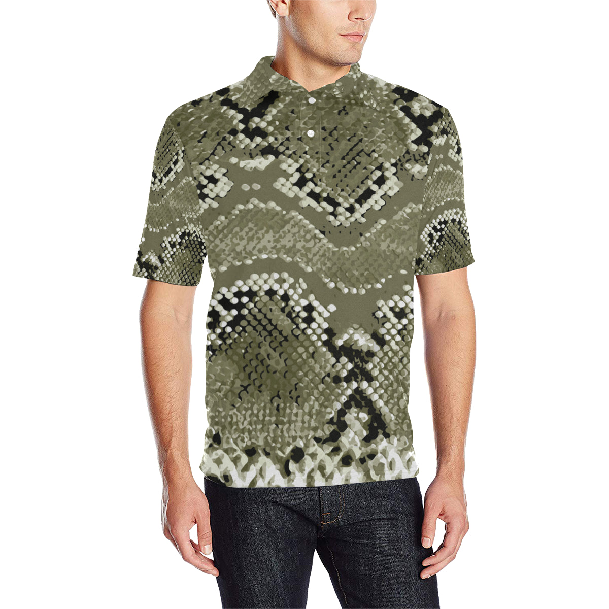 Python Pattern Print Design A04 Men Polo Shirt