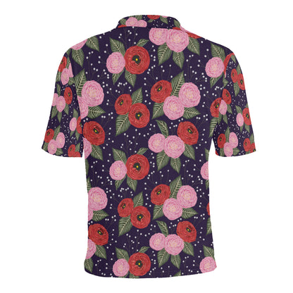 Camellia Pattern Print Design CM02 Men Polo Shirt