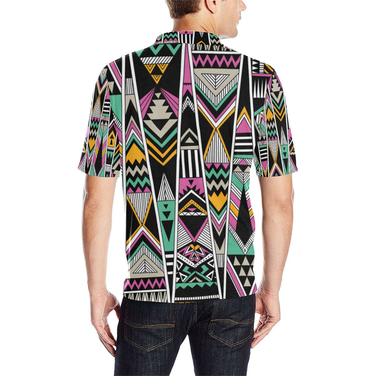 Tribal Aztec Triangle Men Polo Shirt