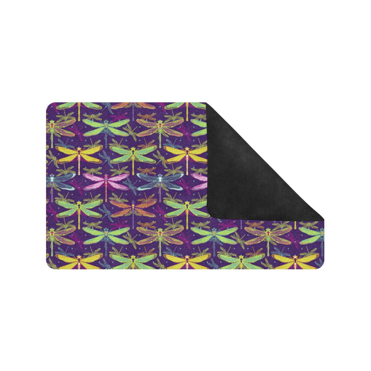 Dragonfly Neon Color Print Pattern Rubber Doormat