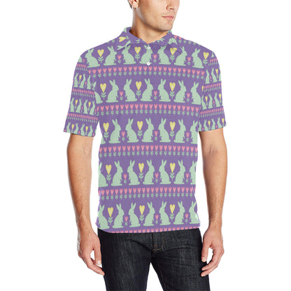 Rabbit Pattern Print Design RB01 Men Polo Shirt