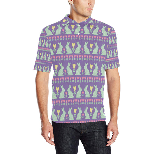 Rabbit Pattern Print Design RB01 Men Polo Shirt