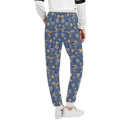 Hawaiian Flower Blue Print Unisex Sweatpants