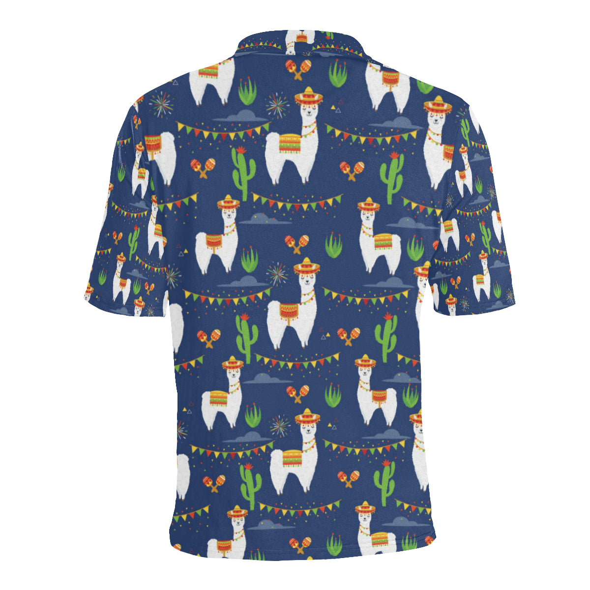 Llama Cactus Pattern Print Design 05 Men Polo Shirt