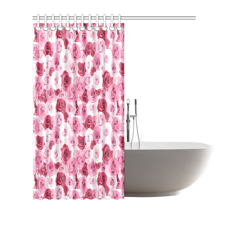 Pink Red Rose Pattern Print Shower Curtain
