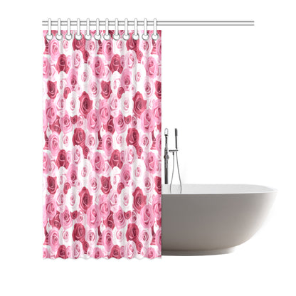Pink Red Rose Pattern Print Shower Curtain