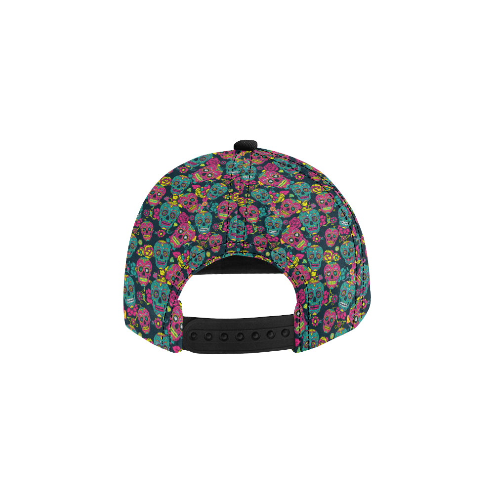 Sugar Skull Floral Design Themed Print Snapback Cap