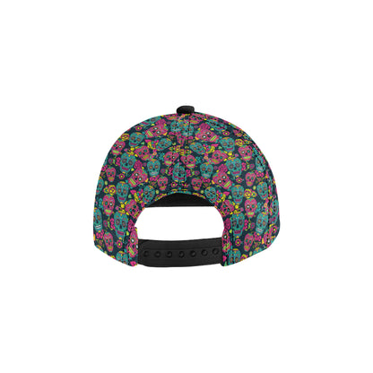 Sugar Skull Floral Design Themed Print Snapback Cap