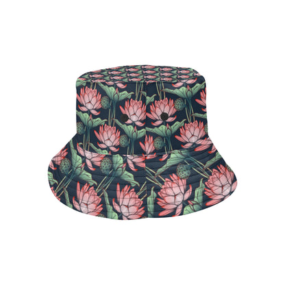 Water Lily Pattern Print Design WL03 Unisex Bucket Hat