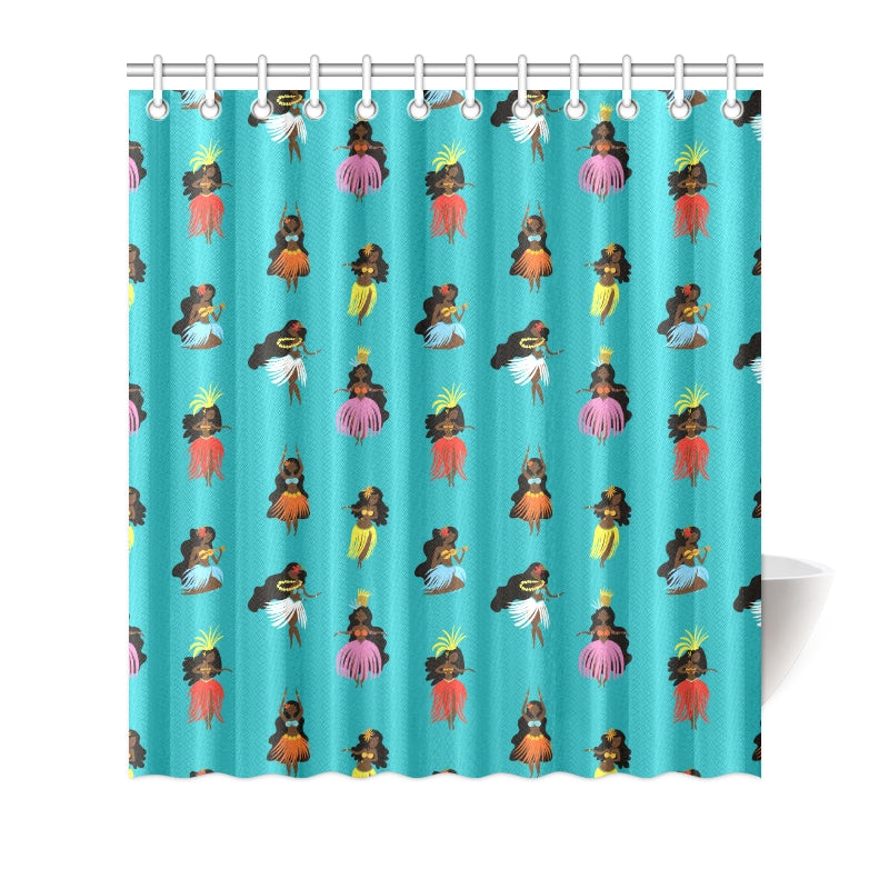 Hula Dancers Pattern Print Design 04 Shower Curtain