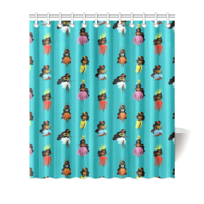 Hula Dancers Pattern Print Design 04 Shower Curtain