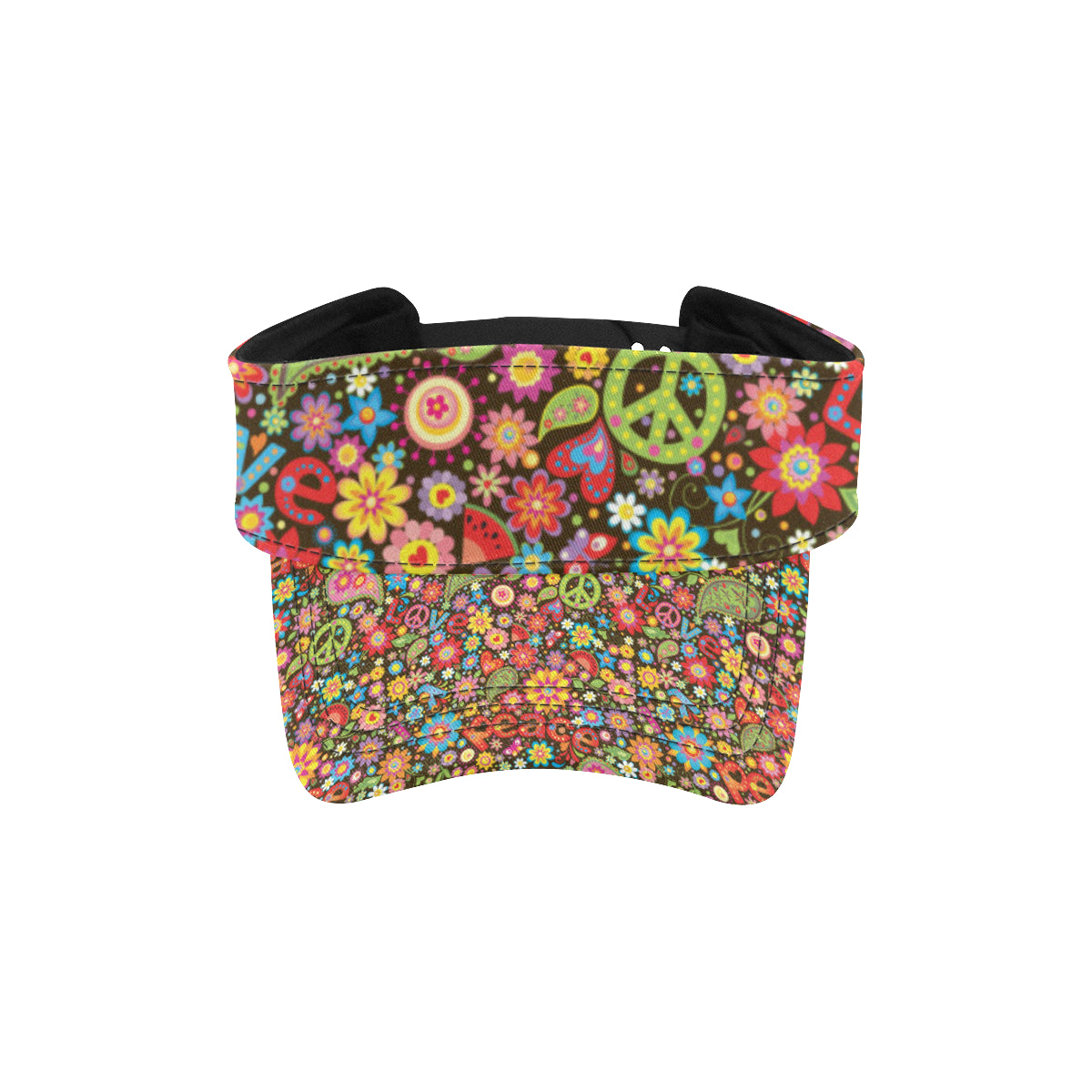 Flower Power Peace Paisley Themed Print Unisex Sun Visor