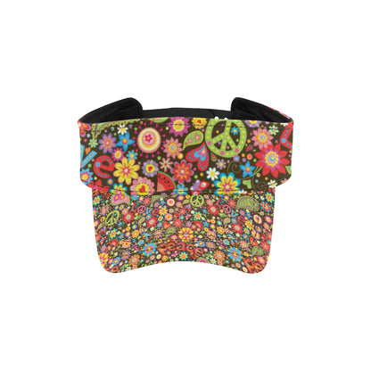 Flower Power Peace Paisley Themed Print Unisex Sun Visor