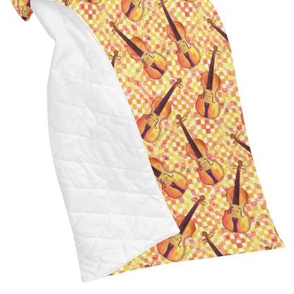 Violin Pattern Print Design 03 Premium Quilt