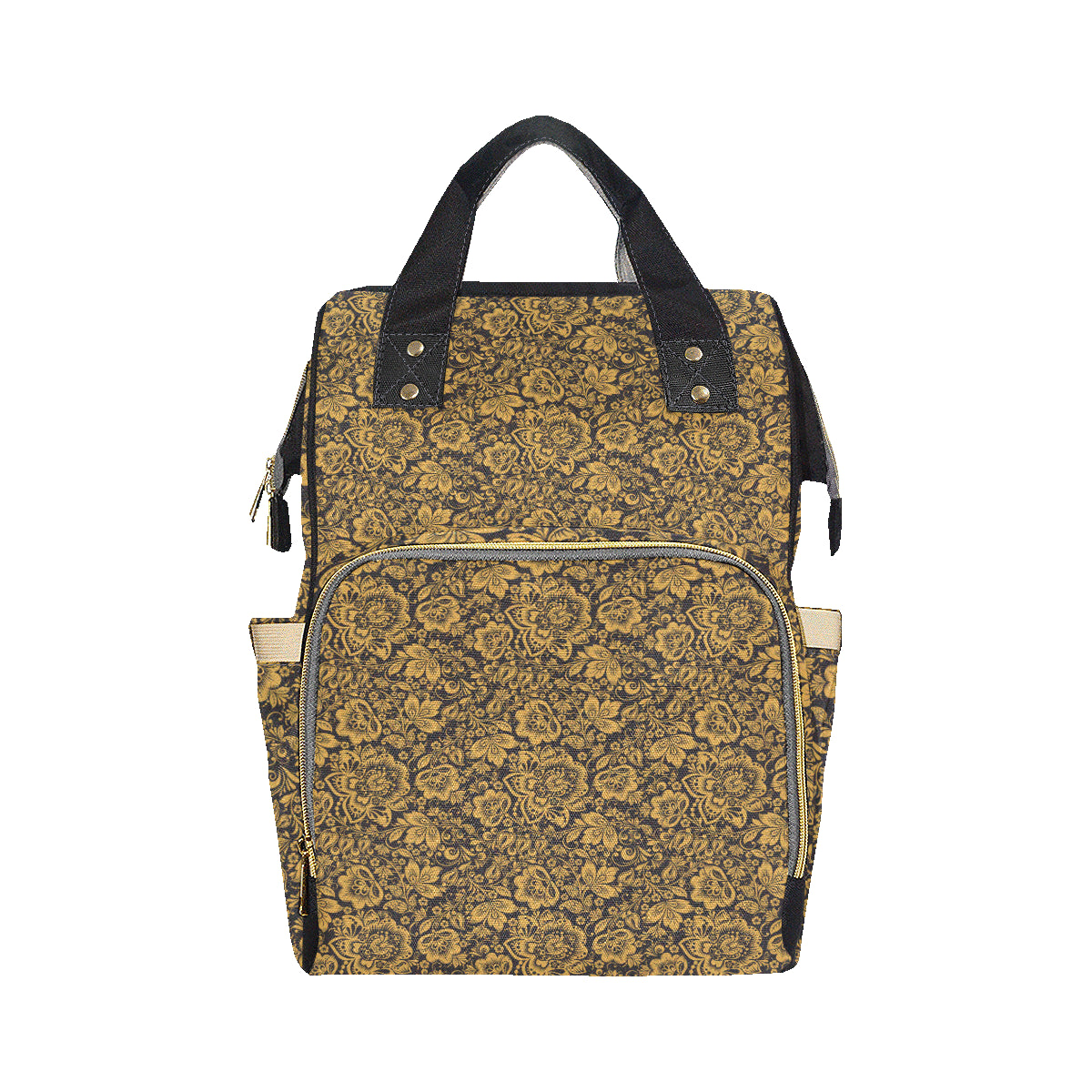 Brocade Gold Pattern Print Design 01 Diaper Bag Backpack
