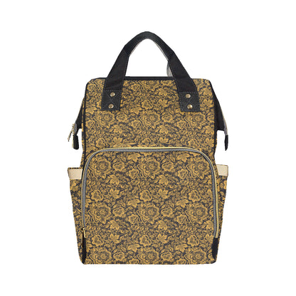 Brocade Gold Pattern Print Design 01 Diaper Bag Backpack
