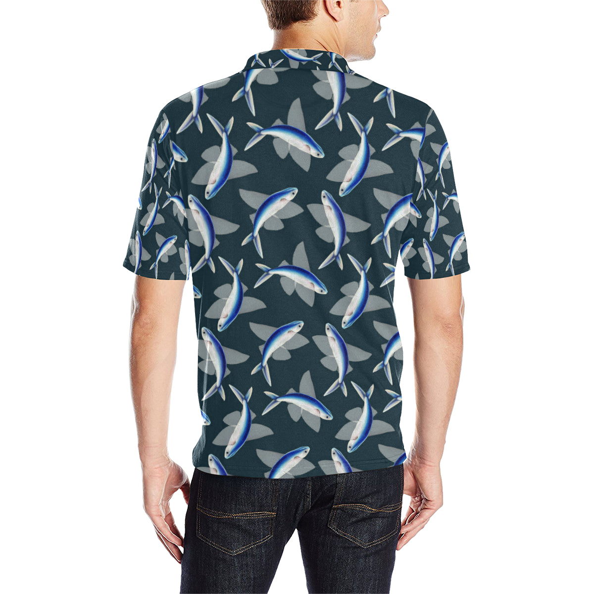 Flying Fish Pattern Print Design 04 Men Polo Shirt